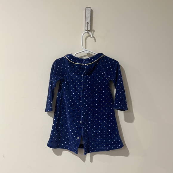 • Baby Boden • Little Girls Blue Dotty Velour Kitten Pocket Dress 12-18 Months - Picture 3 of 4